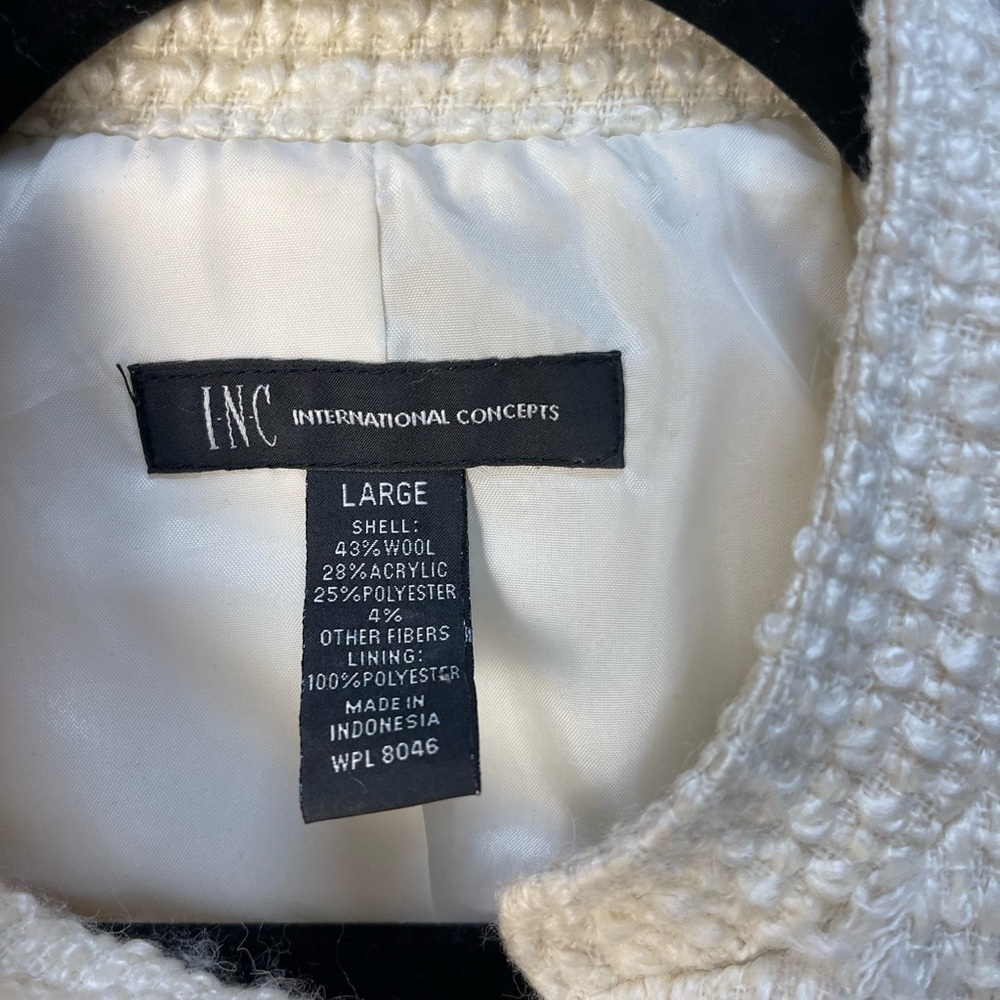 INC International Concepts Women's Cream Textured Blazer - Picture 2 of 5